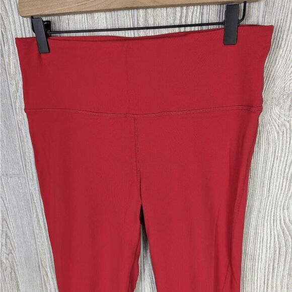 Mono B Essential High Waist Solid Leggings APH2366 Size Large Bright Red - Picture 3 of 5